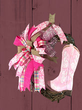 Load image into Gallery viewer, Pink CowGirl Boot Wreath Girl Cowgirl Gift