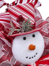 Load image into Gallery viewer, Snowman Red and White Christmas Wreath Winter Wreath