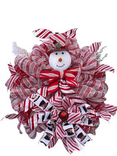 Load image into Gallery viewer, Snowman Red and White Christmas Wreath Winter Wreath
