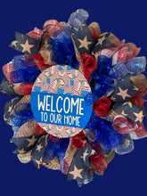 Load image into Gallery viewer, Welcome To Our Home Patriotic Wreath, Military Wreath,  Military Gift
