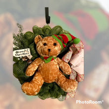 Load image into Gallery viewer, Christmas Teddy Bear Wreath Christmas Decor