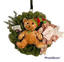 Load image into Gallery viewer, Christmas Teddy Bear Wreath Christmas Decor