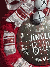 Load image into Gallery viewer, Jingle Bells Ribbon and Yarn Wreath