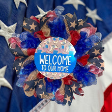 Load image into Gallery viewer, Welcome To Our Home Patriotic Military Wreath