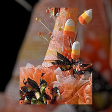 Load image into Gallery viewer, Candy Corn Witch Hat Wreath Halloween Decor