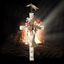 Load image into Gallery viewer, Easter Cross Wreath with Wood Beaded Garland