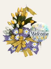 Load image into Gallery viewer, Welcome Tulip Yellow Purple Wreath