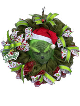 Load image into Gallery viewer, Green Monster Christmas Wreath