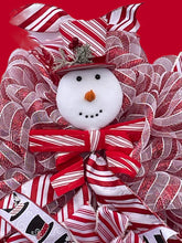 Load image into Gallery viewer, Snowman Red and White Christmas Wreath Winter Wreath
