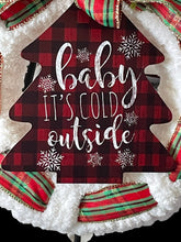 Load image into Gallery viewer, Baby It’s Cold Outside Christmas Ribbon Yarn Wreath Winter Wreath