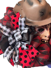 Load image into Gallery viewer, Krueger Mask Halloween Wreath