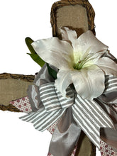 Load image into Gallery viewer, Cross Fall and Grapevine Wreath, Fabric Wreath, Easter Decor, Religious Decor