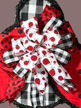 Load image into Gallery viewer, Lady Bug Fabric and Grapevine Door Hanger Wreath Spring Summer Wreath