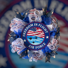 Load image into Gallery viewer, Freedom in Flight Airforce Wreath, Military Wreath, Patriotic