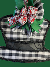 Load image into Gallery viewer, Snowman Hat Fabric Grapevine Door Hanger