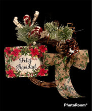 Load image into Gallery viewer, Feliz Navidad Grapevine Wreath