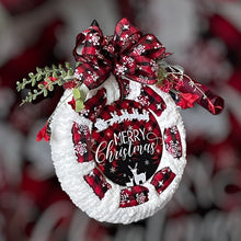 Load image into Gallery viewer, Merry Christmas Ribbon Yarn Wreath
