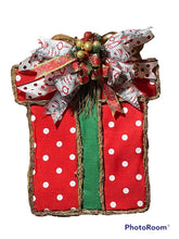 Load image into Gallery viewer, Vine & Fabric Present Wreath/Door Hanger