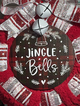 Load image into Gallery viewer, Jingle Bells Ribbon and Yarn Wreath