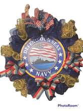 Load image into Gallery viewer, Defend Our Seas Navy Wreath Patriotic Decor Military Wreath
