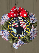 Load image into Gallery viewer, Proud Military Veteran Wreath