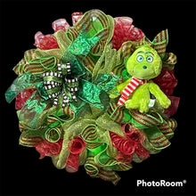 Load image into Gallery viewer, Green Monster Christmas Wreath
