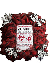 Load image into Gallery viewer, Zombie Outbreak Halloween Wreath