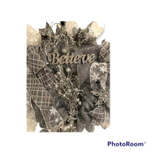 Load image into Gallery viewer, Believe Silver Christmas Wreath