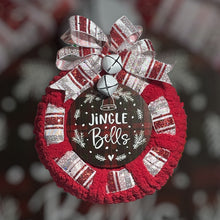 Load image into Gallery viewer, Jingle Bells Ribbon and Yarn Wreath