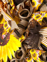 Load image into Gallery viewer, Sunflower Deco Ribbon Wreath, Everyday Wreath, Home Decor