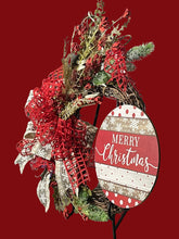 Load image into Gallery viewer, Merry Christmas Floral Grapevine Wreath Christmas Decor