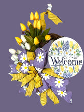 Load image into Gallery viewer, Welcome Tulip Yellow Purple Wreath