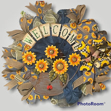 Load image into Gallery viewer, Sunflower Welcome Wreath Spring Wreath Summer Wreath