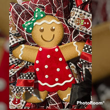 Load image into Gallery viewer, Gingerbread Girl Christmas Wreath, Winter Wreath, Christmas Decor