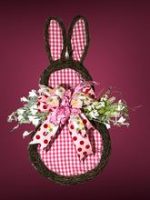 Load image into Gallery viewer, Easter Bunny Fabric and Grapevine Wreath Easter Decor