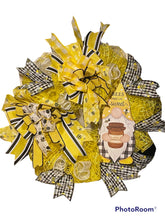 Load image into Gallery viewer, Bees Make Life Sweet Wreath Gnome Spring Wreath Summer Wreath