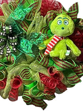 Load image into Gallery viewer, Green Monster Christmas Wreath