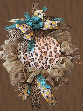 Load image into Gallery viewer, Pumpkin Leopard Wreath, Fall Wreath, Autumn Decor, Thanksgiving Decor