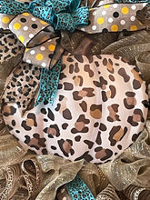 Load image into Gallery viewer, Pumpkin Leopard Wreath, Fall Wreath, Autumn Decor, Thanksgiving Decor