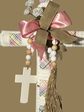 Load image into Gallery viewer, Easter Cross Wreath with Wood Beaded Garland