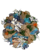 Load image into Gallery viewer, Relax You’re at The Lake Wreath Beach House Decor