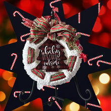 Load image into Gallery viewer, Baby It’s Cold Outside Christmas Ribbon Yarn Wreath Winter Wreath
