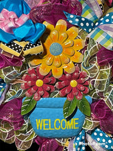 Load image into Gallery viewer, Colorful Welcome Bouquet Wreath Spring Wreath Summer Wreath