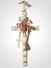 Load image into Gallery viewer, Easter Cross Wreath with Wood Beaded Garland