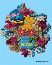 Load image into Gallery viewer, Colorful Welcome Bouquet Wreath Spring Wreath Summer Wreath