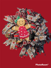 Load image into Gallery viewer, Gingerbread Girl Christmas Wreath, Winter Wreath, Christmas Decor