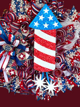 Load image into Gallery viewer, Patriotic Firecracker 4th of July Wreath Patriotic Decor