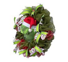 Load image into Gallery viewer, Green Monster Christmas Wreath