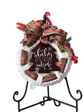 Load image into Gallery viewer, Baby It’s Cold Outside Christmas Ribbon Yarn Wreath Winter Wreath