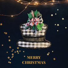Load image into Gallery viewer, Snowman Hat Fabric Grapevine Door Hanger